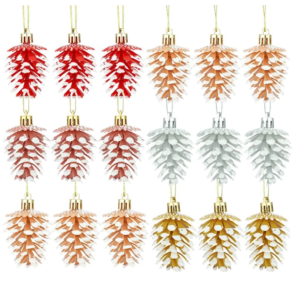 6pcs DIY Painted Christmas Pine Cone Plastic Christmas Tree Decoration  Home Xmas Decor