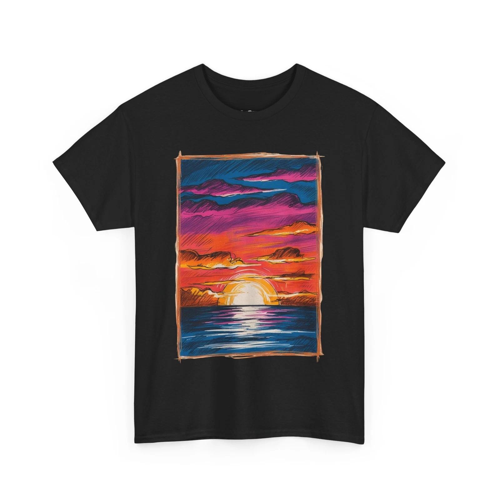Vintage Sunset Tee, Graphic Tee Shirt, Retro Style T-Shirt, Unisex Cotton Tee M