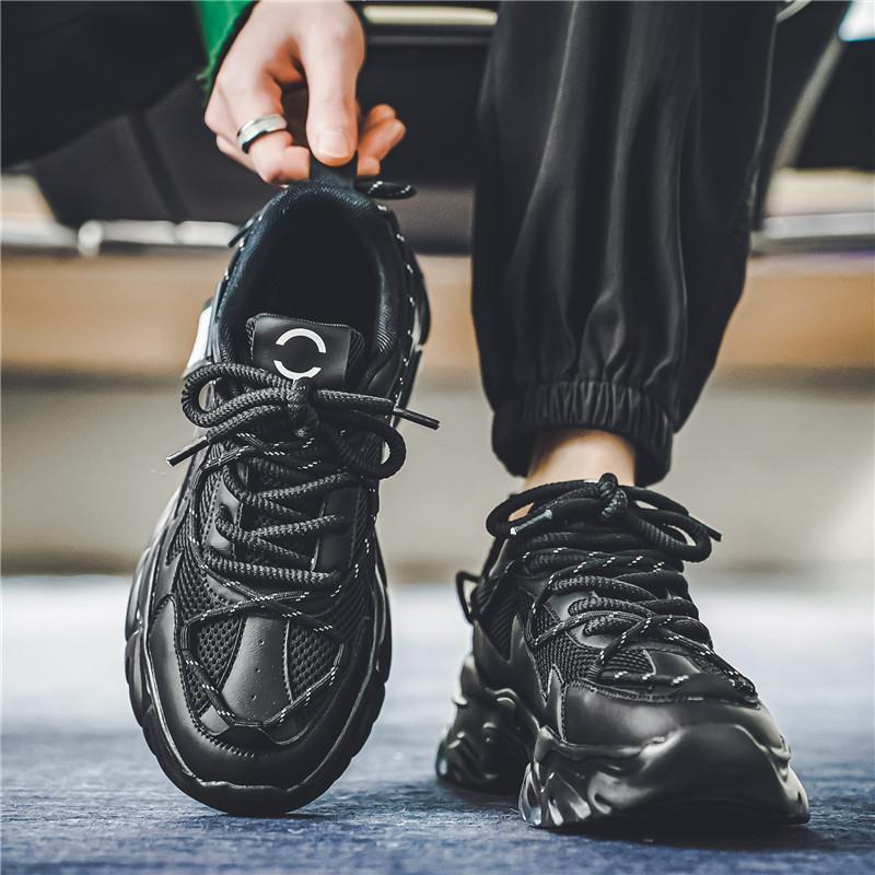 Daddy shoes men's 2024 spring new mesh breathable sneakers low-top lightweight thick-soled heightening casual shoes