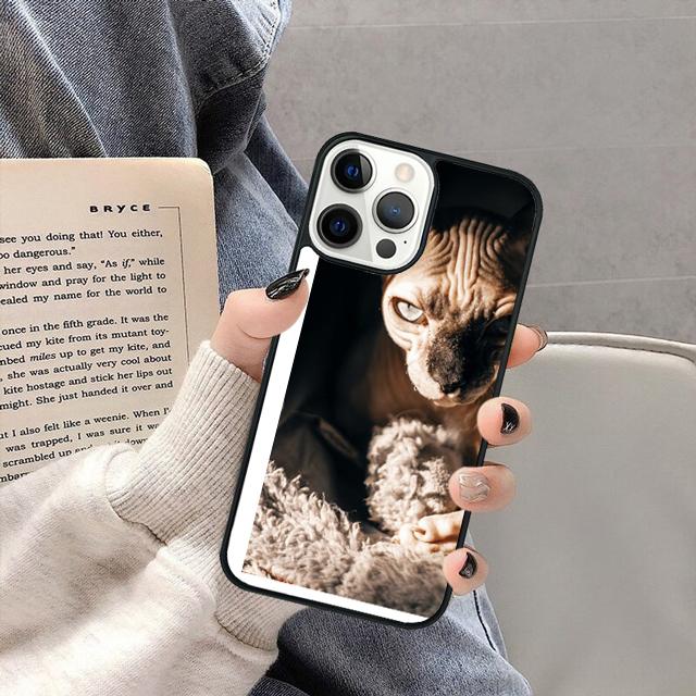 animal Sphynx Hairless cat Phone Case for iPhone 16 15 SE2020 13 14 11 12 Mini Pro Max 6 7 8 Plus coque fundas Shell