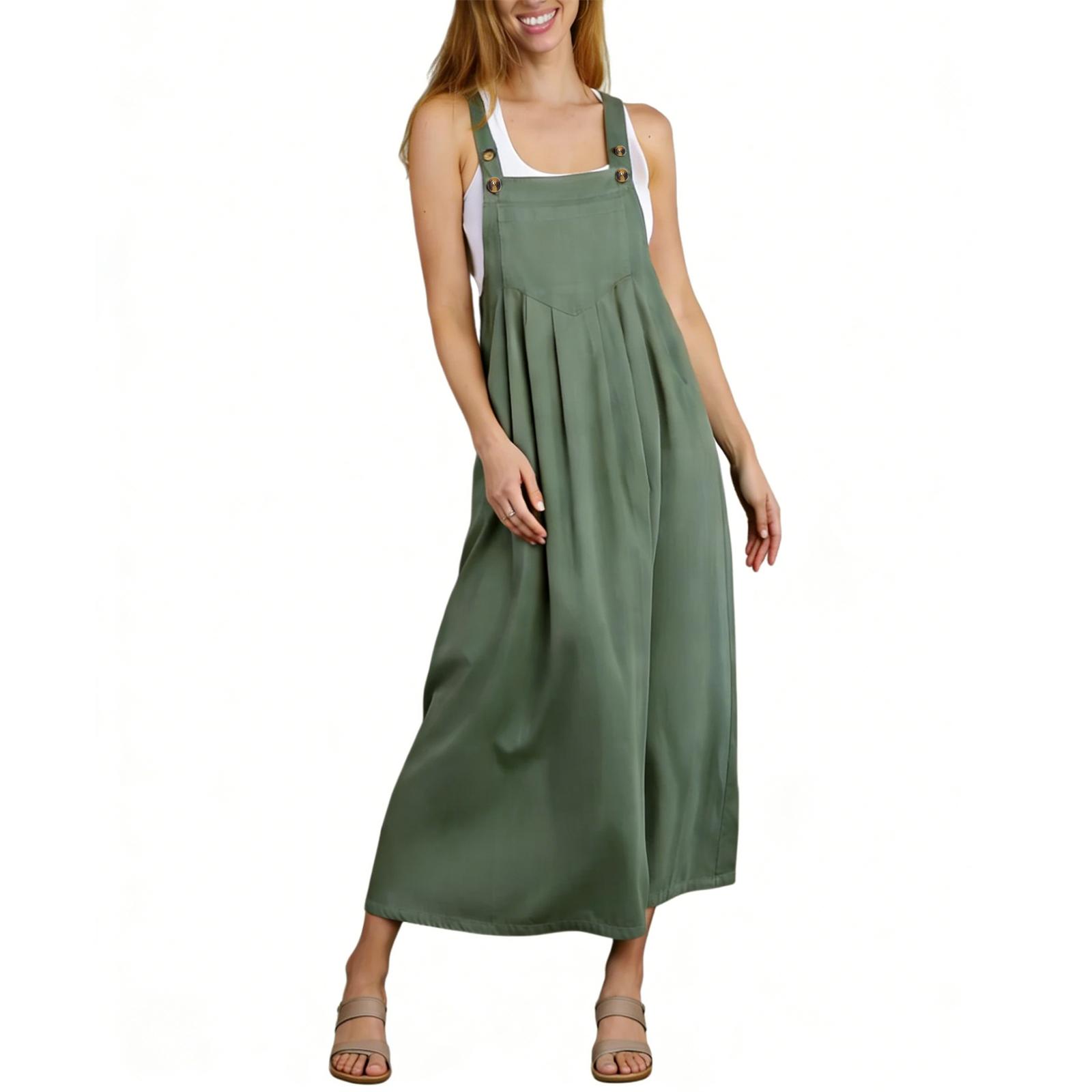 

Women s One,piece Dress, Color, Casual And Loose,fitting, Vintage With Spaghetti Straps, Made Of Cotton And Linen Blend. S