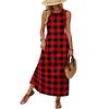 Women Sleeveless Summer Dress Casual Loose Fit Maxi Dress with Pockets Beach Vacation Sundress Lightweight Comfortable