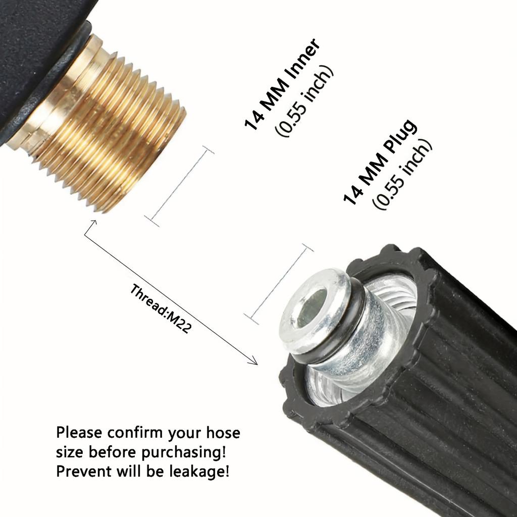 Car High Pressure Water Gun Car Washer 14mm M22 Socket 1/4" Quick Release Snow Foam Gun with 5pcs Soap Spray Nozzles