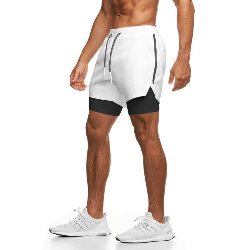 Running Sports Anti Awkward Shorts Summer Sports Fitness Double-layer Quick Drying Pants Men's Five Quarter Pants Shorts Men’s