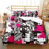 Top Hippie Graffiti Duvet Cover Set King Queen Size for Boys Teen Polyester Comforter Cover Modern Street Art Bedspread Cover
