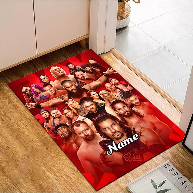 Custom Name wrestling Superstars Collage Rug for Living Room, Game Rooms, Office, Bedroom, Floor Mat Playful Design, fan gifts Christmas decor