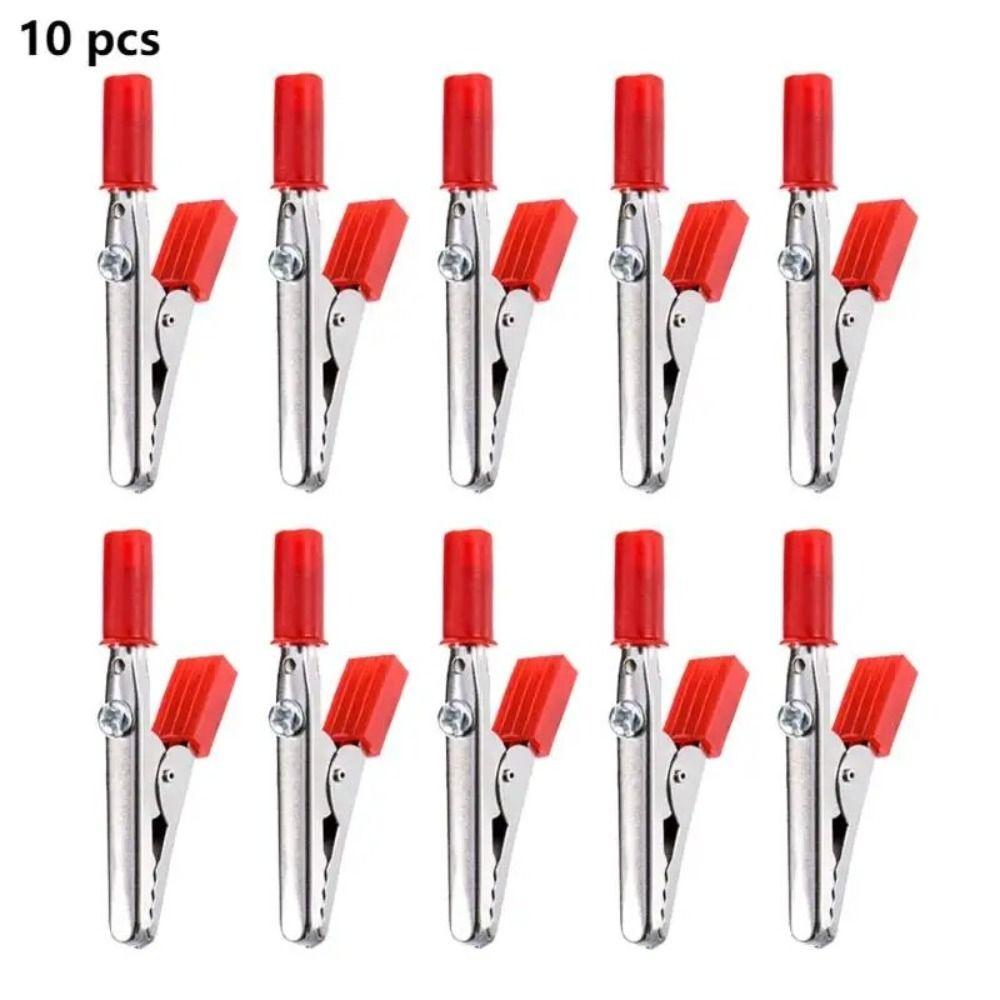 

10 Pcs Electronic Product Metal Alligator Clips Solder Ports Screws Test Clips Cable Lead Metal Crocodile Electrical Test червоний