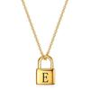 18K Gold Lock Necklace with Laser-Engraved English Letters