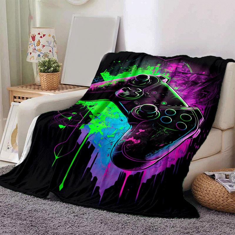 

1pc Game Controller Printing Lightweight Flannel Blanket, Comfortable and Warm Blanket, for Camping Sofa Bed and Couch Office, in All Seasons 130cmx150cm
