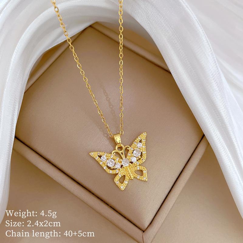 Copper Micro-Inlaid Necklace Women'S Copper Micro-Inlaid Real Gold Electroplating Simple And Exquisite Collarbone Chain Neck Chain