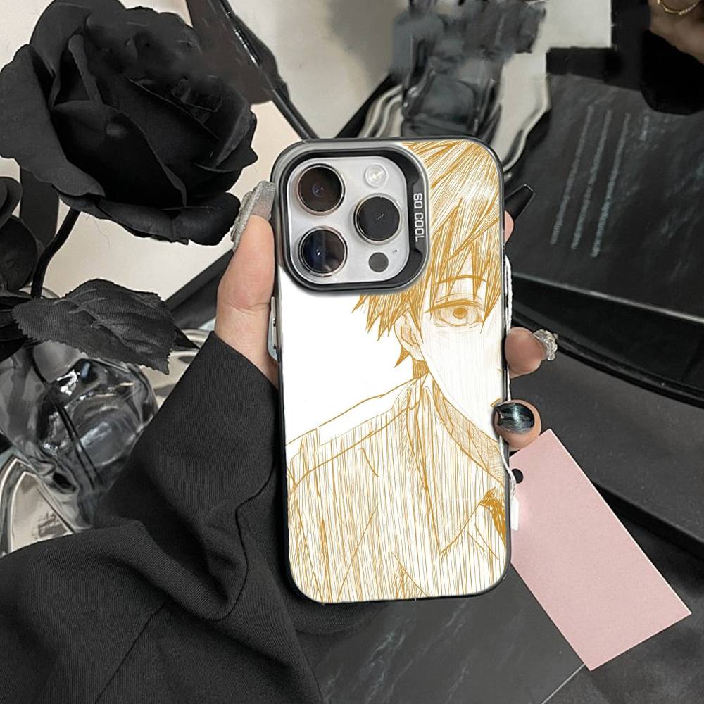 K-Reze C-Chainsaw Man Etui na Telefon Dla iPhone17, 16,15,14,13,12 Pro Max białe Cukierkowe Matowe Odporne na Wstrząsy Pokrowiec