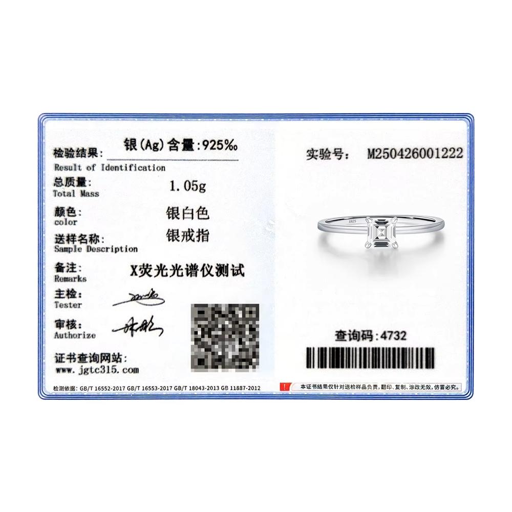 925 Sterling Silver Trendy Asscher Cut D Color Moissanite Finger Rings for Women Wedding Engagement Statement Jewelry