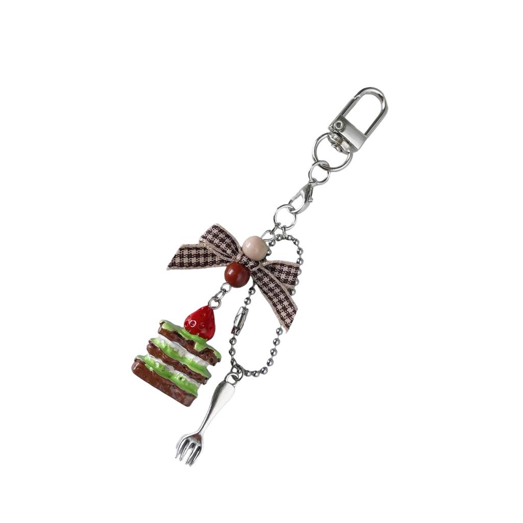 Creative Taro Purple Cream Napoleon Phone Keychain Handmade Beaded Accessory for Women Gift Ideas