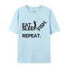 Eat Sleep Fish Repeat Tshirt Cotton Normal Tees Coupons Unisex TShirt Casual Tops Shirts Wholesale Basic