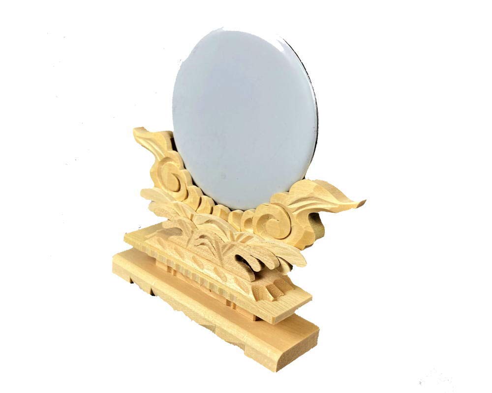 2.5-inch Shinto mirror stand with metal mirror, 12cm high, 7.5cm mirror diameter, for use in Shinto altars and shrines...