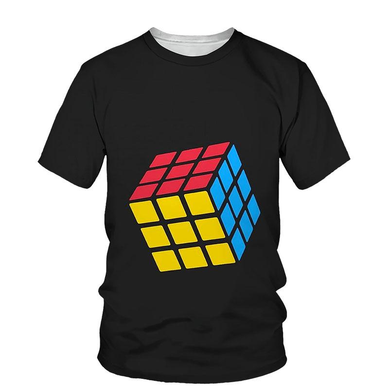 Rubik's Cube Pattern 3D Printing T Shirt for Men Summer Trend O Neck Short Sleeve Tee Hip Hop Style Casual Top Women Clothing