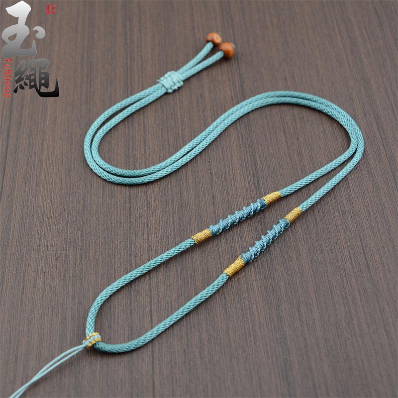 Hand-woven Adjustable Gold Jade Pendant Rope for Men and Women