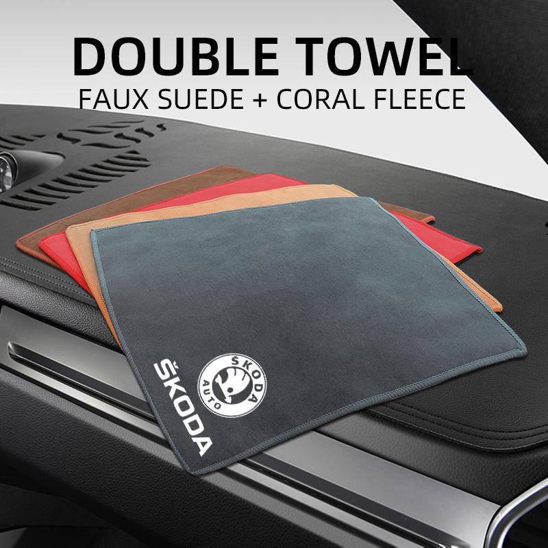 ZPMG6 Car Cleaning Soft Brush Tool Dust Remover Double-sided Car Cleaning Cloth For Skoda Octavia SUPERB RAPID KAROQ FABIA