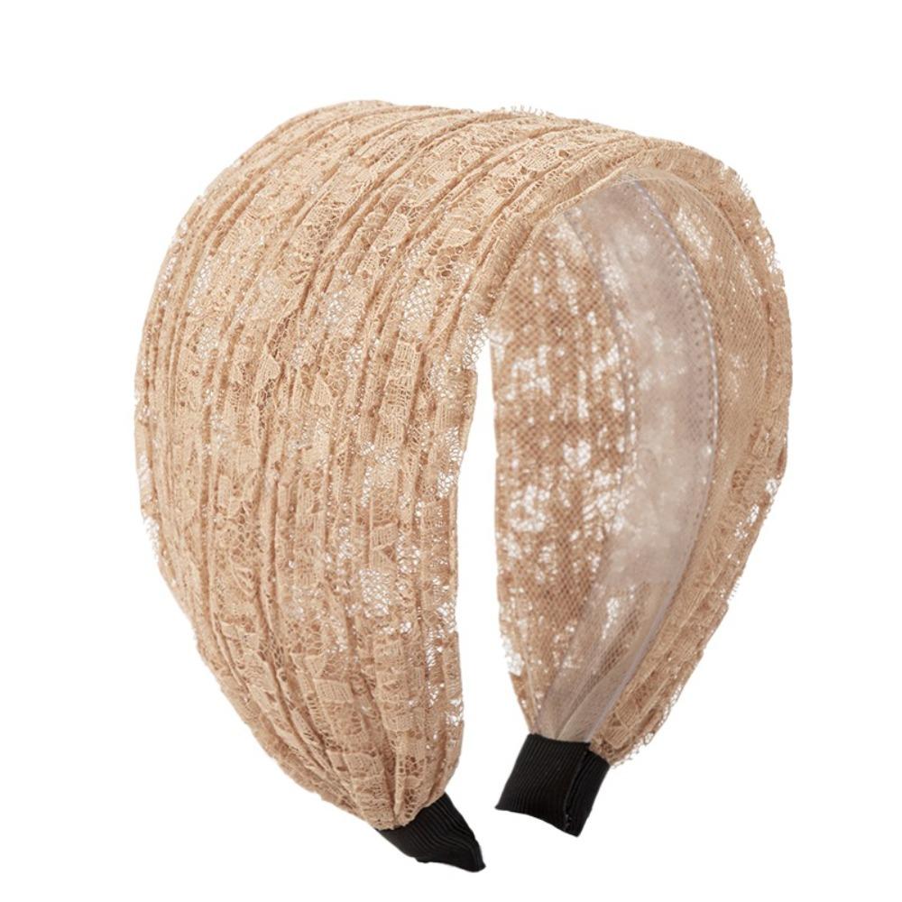 Hollow Wide Side Hair Hoop Elastic Women Lace Hairbands Lace Mesh Hair Band  for  Wash Face Use