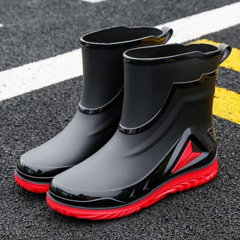 

Men s Mid-Calf Waterproof Rain Boots, Non-Slip, Drawstring Closure, Plus Velvet Lining, Ideal for Work. 39