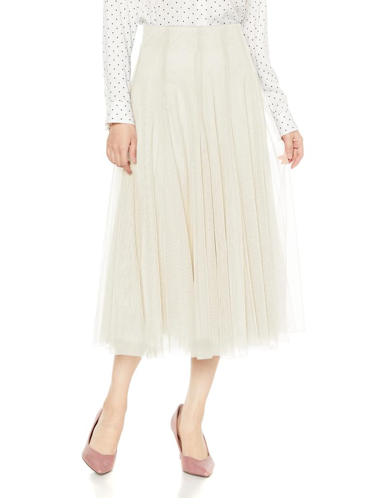 Jill by Jill Stuart Women's Tulle Voluminous Skirt, White, FR, 125-2220046