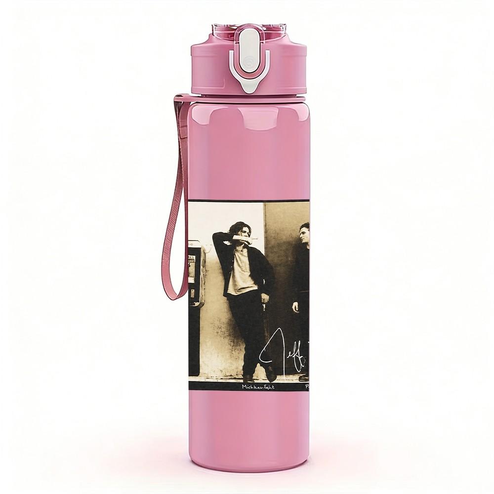 1PC Band Group Black White 750ml Sports Water Bottle Leakproof Straw Lid Outdoor Office Home