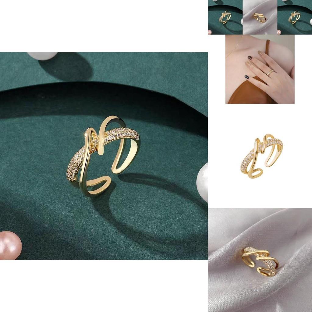 Fashionable And Modern Open Copper Ring In Gold Or Silver With Elegant Zirconia Detailing