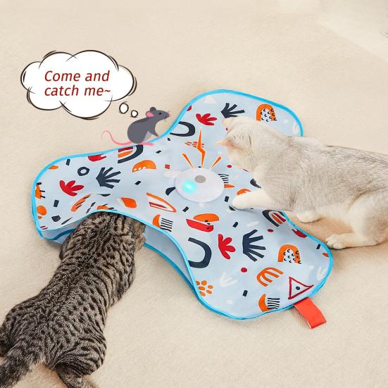 Hide And Seek Interactive Cat Toy Touch Activated Simulated Hunting Game with Moving Concealed Feather And Mouse Squeaky for Indoor Bored Adult Cats