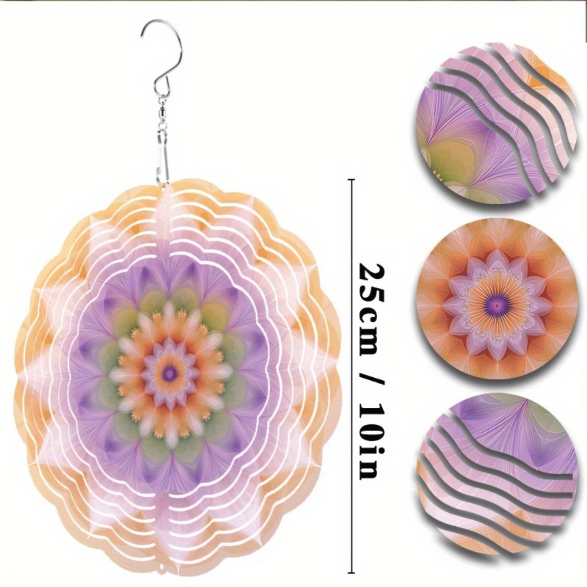 

Яркий фиолетово-оранжевый металлический колокольчик с крючком, вращающимся на 360 градусов, уникальный спиральный дизайн, уличный садовый декор для весны, лета, осени, креативный подарок 01A