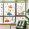 Autumn Maple Leaf Pumpkin Squirrel Static Cling Window Sticker Removable Fridge Glass Decor