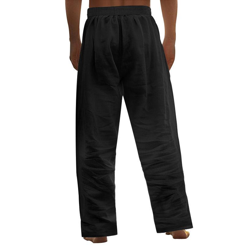 New beach men's printed casual cotton linen loose trousers