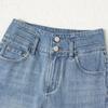 RAIN.CUN Women's Warm Thin Velvet High-Waist Straight-Leg Jeans