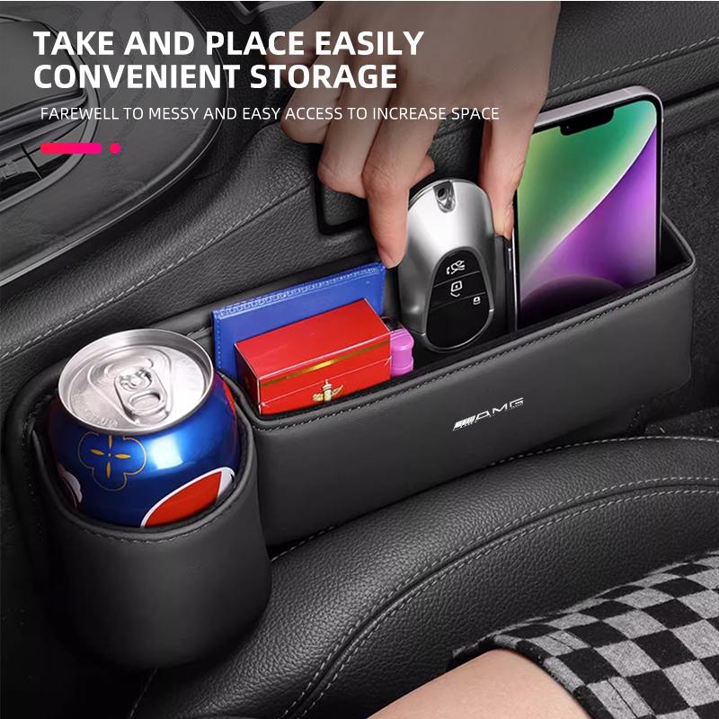 Auto Leder Sitzspalt-Organizer Mit Becheraufbewahrungsbox Für Mercedes Benz AMG W177 W176 X166 X167 C257 C218 X253 C118 C117 H247 X156