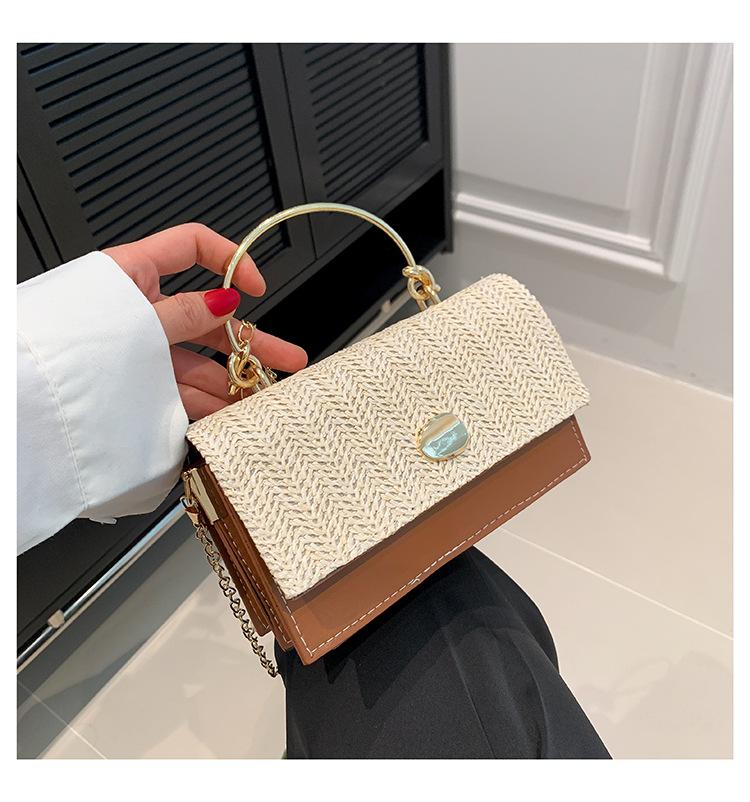 

New product handbag small bag women s new weaving fashion personalized shoulder handbag bag girls high sense темно-коричневого кольору