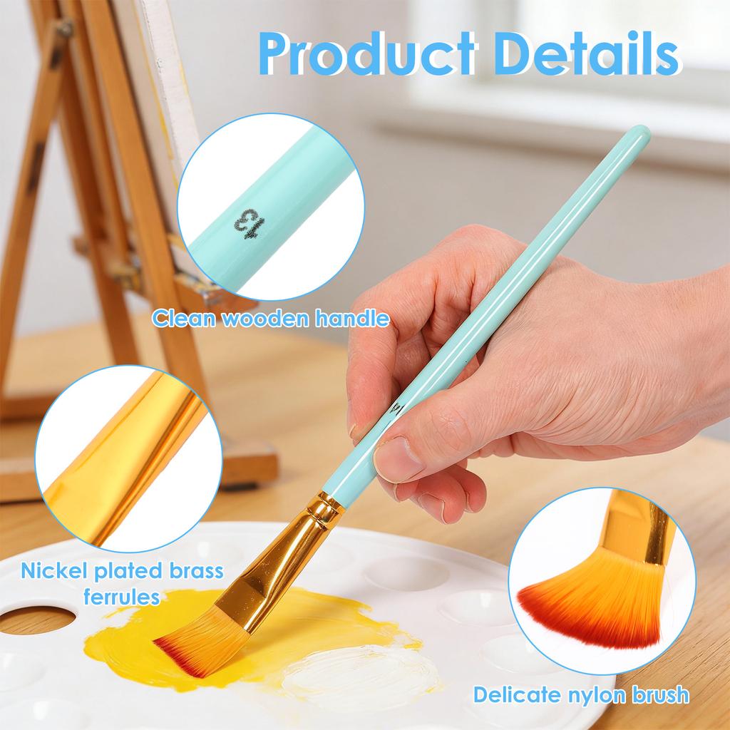 15Pcs Paint Brush Set Protable Nylon Hair Acrylic Painting Brush Kit with Storage Standable Case Palette Sponge Palette Knife