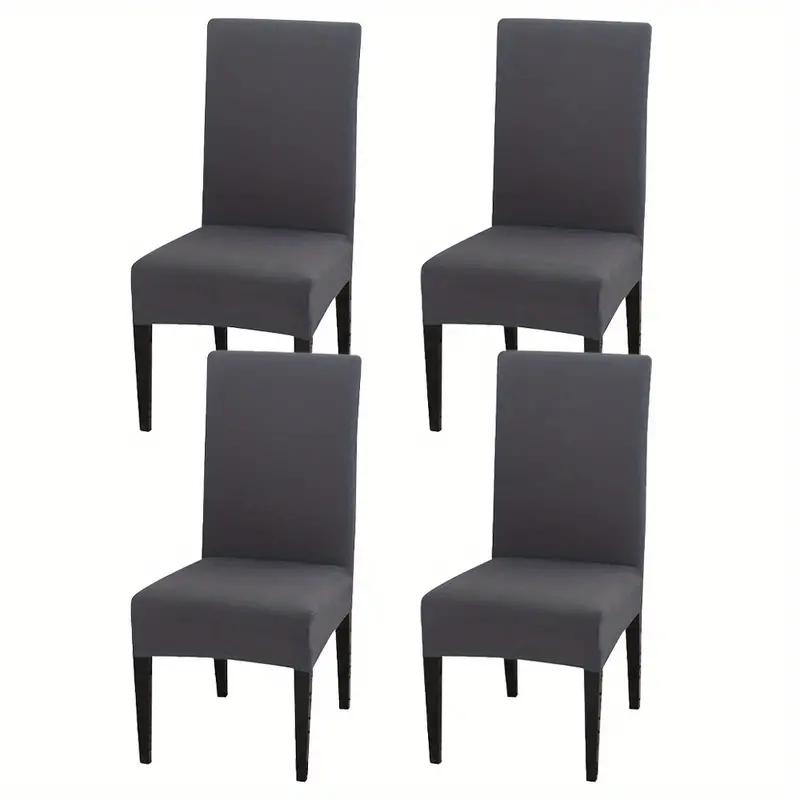4PCS/6PCS Four Seasons Solid Color Elastic Chair Covers for Home, Hotel, and Restaurant