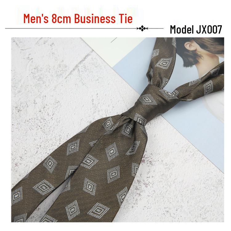 Men's Retro Floral Jacquard Tie, 8CM Wide, Coffee, Blue, Burgundy Stripes: Perfect for Formal and Casual Wear
