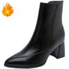 Autumn Winter Fashion Thick Heel Slim Ankle Boot Women Pointed Toe Zipper Shoes Mordern Short Booties  De Mujer