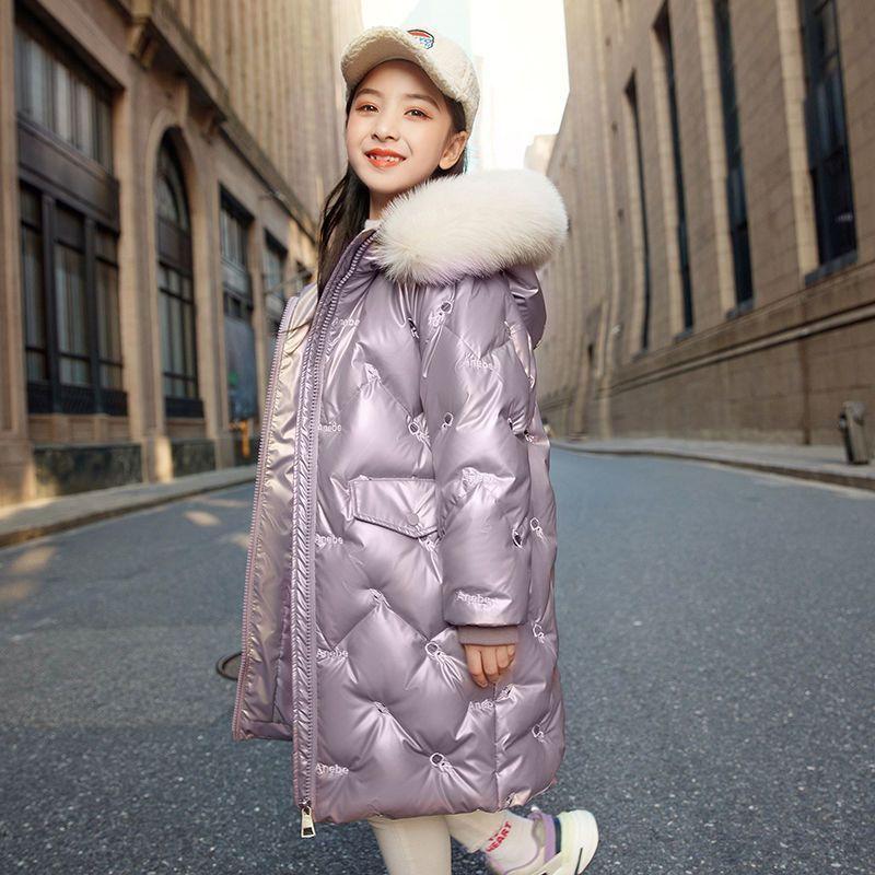Thicken Jackets Baby Girl Plush Hooded Outerwear Kids Winter Glossy Coats Children Zipper Parkas Fashion Casual Overcoat