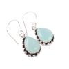 Aqua Chalcedony Gemstone 925 Sterling Silver Jewelry Earrings 1.41" Women's Gift EE-97-17