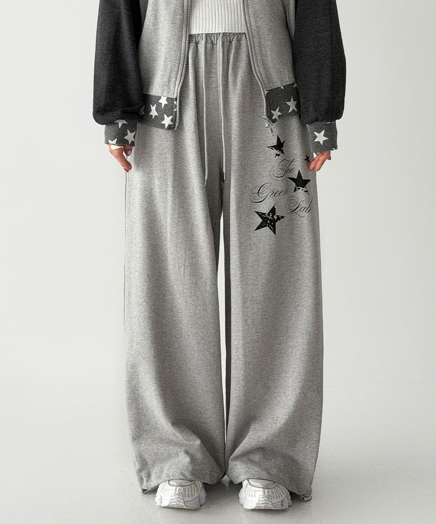 THE GREEN LAB Star Patch Terry Pants [Melange Gray]
