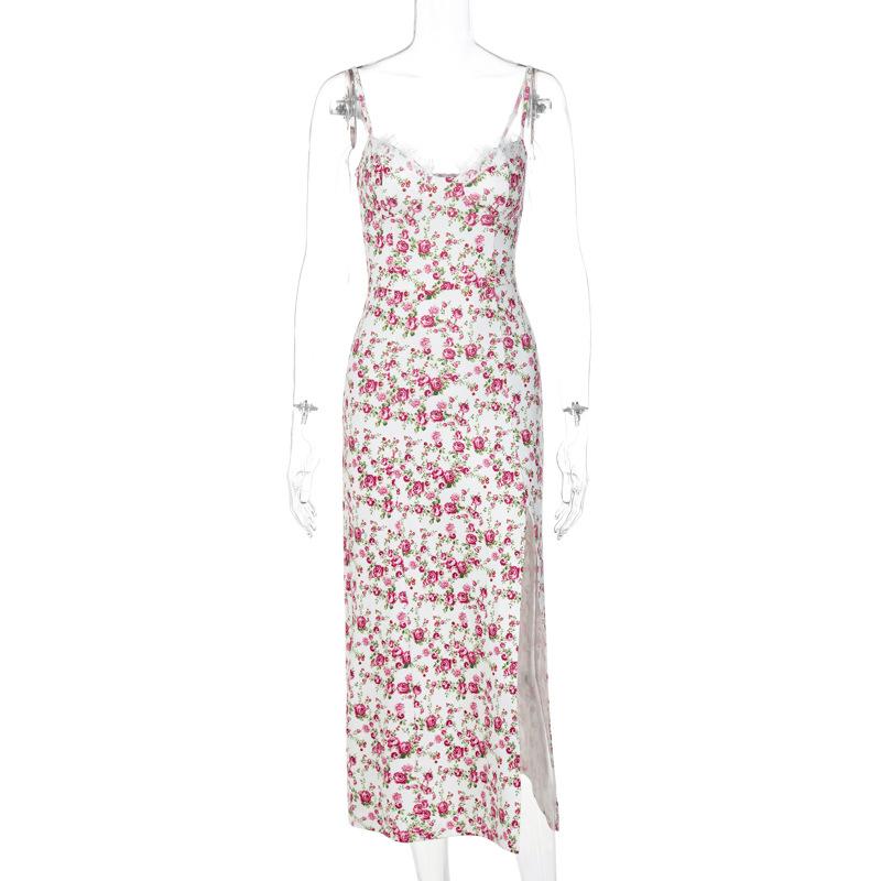 Summer Small Floral Split Halter Dresses for Women
