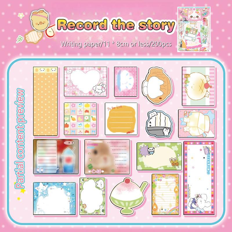 

200Sheets Mood Graffiti Sticky Notes Material Pack Diy Handbook Material Kawaii Vintage Message Notes Student Stationery Gifts
