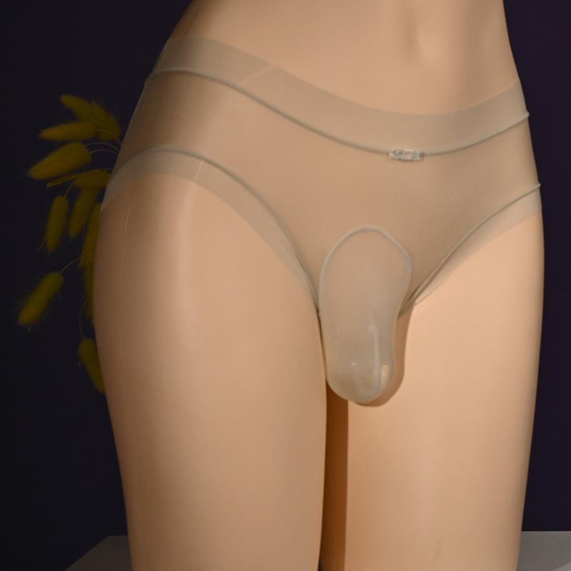 Silky Smooth Sissy Pouch Panties Open Crotch Couple Lingerie Briefs Men Bulge Pouch Sheath Glossy Elastic Crossdresser Underwear
