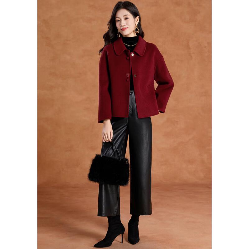 Women's Elegant Sheep Wool Blend Double-Faced Coat