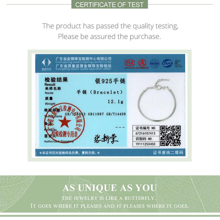 BAMOER 925 Sterling Silver Bracelet Simple Snake Bone An Infinity Symbol Plated Platinum Chain Bracelet Women Jewelry