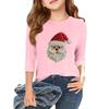 Children's 3/4 Sleeve Independence Day Printed Round Neck Casual T-shirt