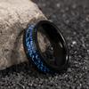 Fashion Heartbeat Stainless Steel Rings for Men With Blue Carbon Fiber Inlay Ring Wedding Jewelry Christmas Gift Accessories
