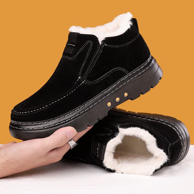 

Утолщенные мужские хлопковые ботинки с Северо-Востока, зимние ботинки на высокой платформе с толстой подошвой, нескользящие, на мягкой подошве, для среднего и пожилого возраста 38