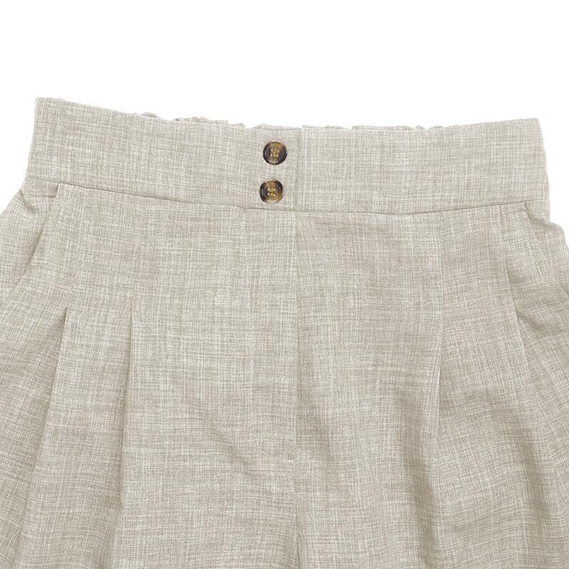 Damskie jednokolorowe casualowe letnie szorty z wysokim stanem i prostymi nogawkami